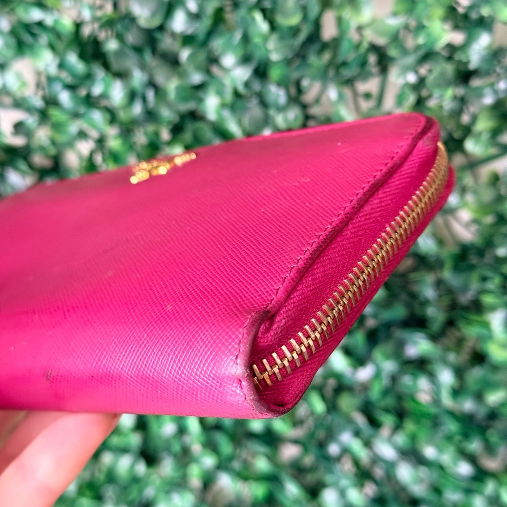 Prada Pink Saffiano Leather Zip Around Long Wallet - Picture 6 of 13